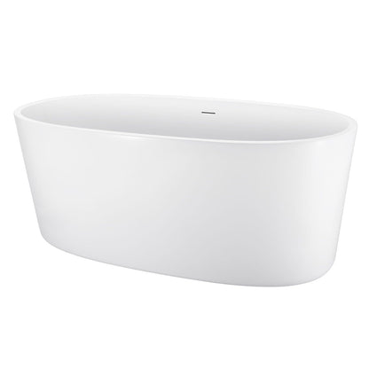 59" Acrylic Modern Bathtub Oval Shape Freestanding Soaking Tub