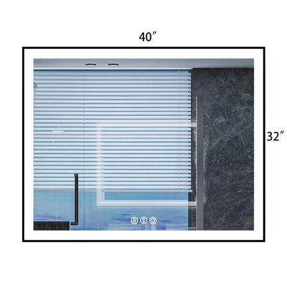 40"/48"/55" LED Bathroom Mirror with Black Frame, Anti-Fog, Shatter-Proof, Memory, 3 Colors