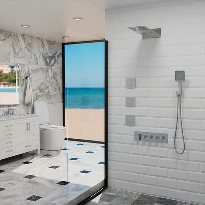 23'' Wall Mounted Waterfall Rain Shower System With 3 Body Sprays & Hand Shower