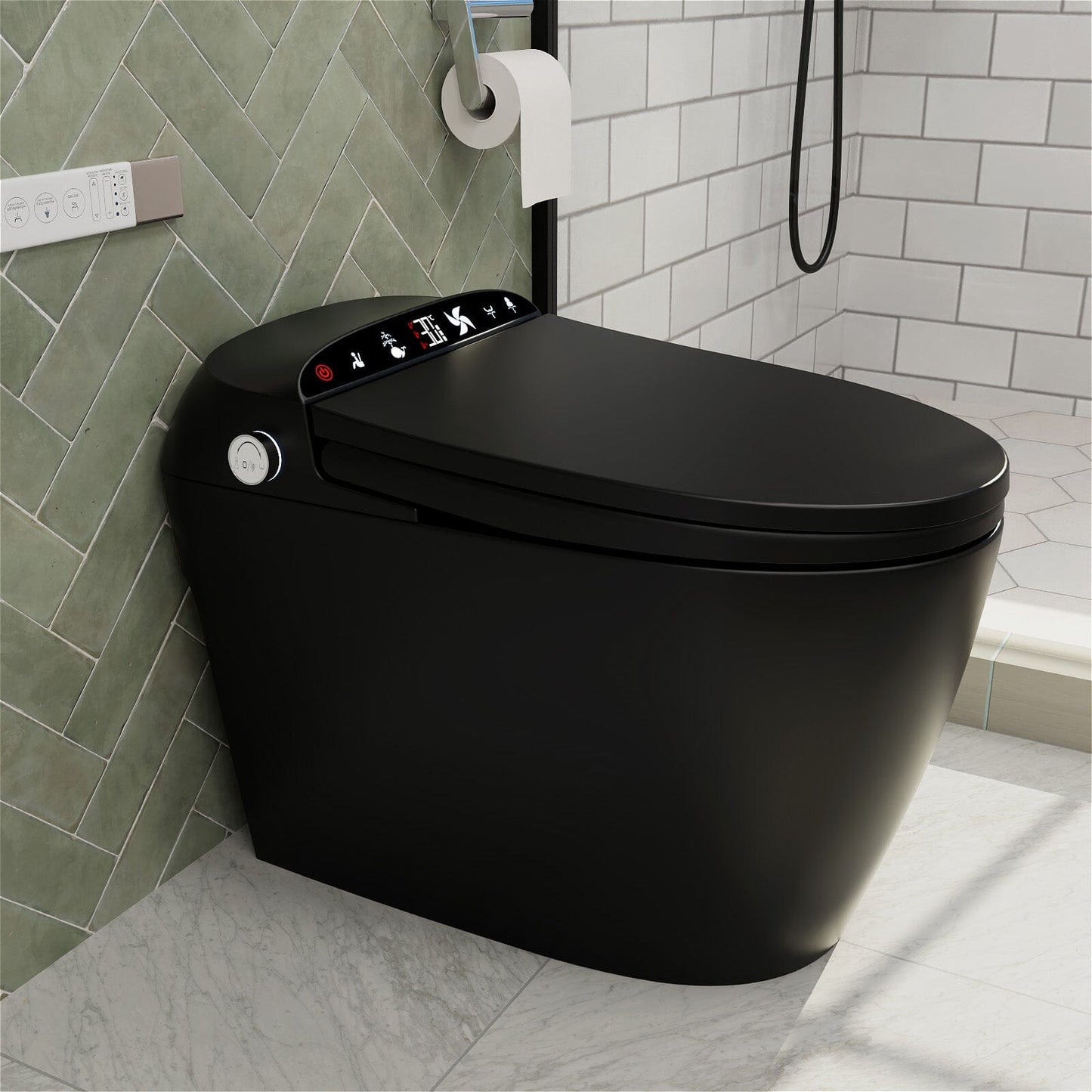 One-Piece Elongated Floor Smart Toilet with Remote Control and Automatic Cover