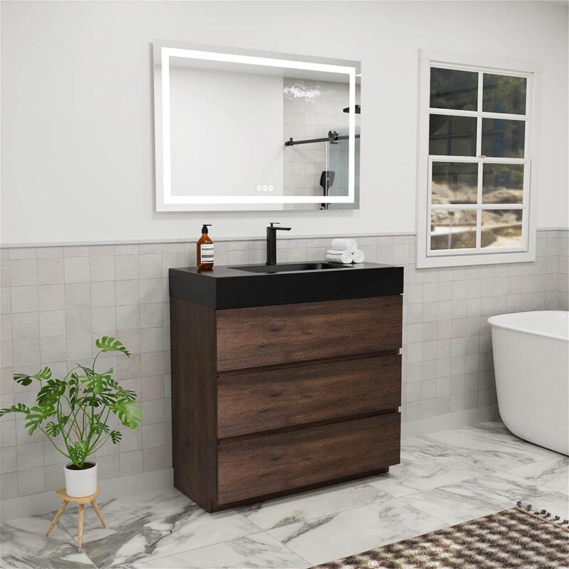 36 Inch Bathroom Vanity with Sink Floor Mounted Floating One-Piece Sink Cabinet