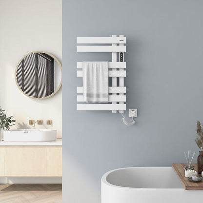 Electric Towel Warmer, Heated Towel Rack with Touch Panel, Timer & Adjustable Temperature, Flat 7 Bar Towel Warmer, Plug-in