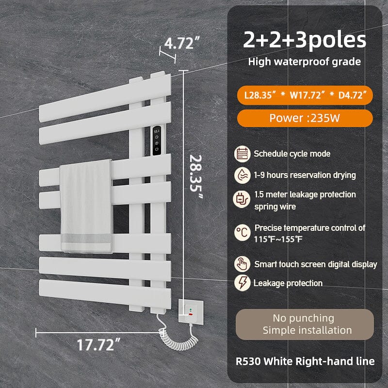 Electric Towel Warmer, Heated Towel Rack with Touch Panel, Timer & Adjustable Temperature, Flat 7 Bar Towel Warmer, Plug-in