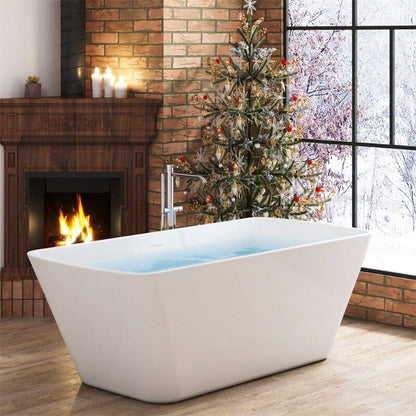 67'' Lucite Acrylic Bathtub Trapezoidal Shape Freestanding Soaking Tub Glossy White