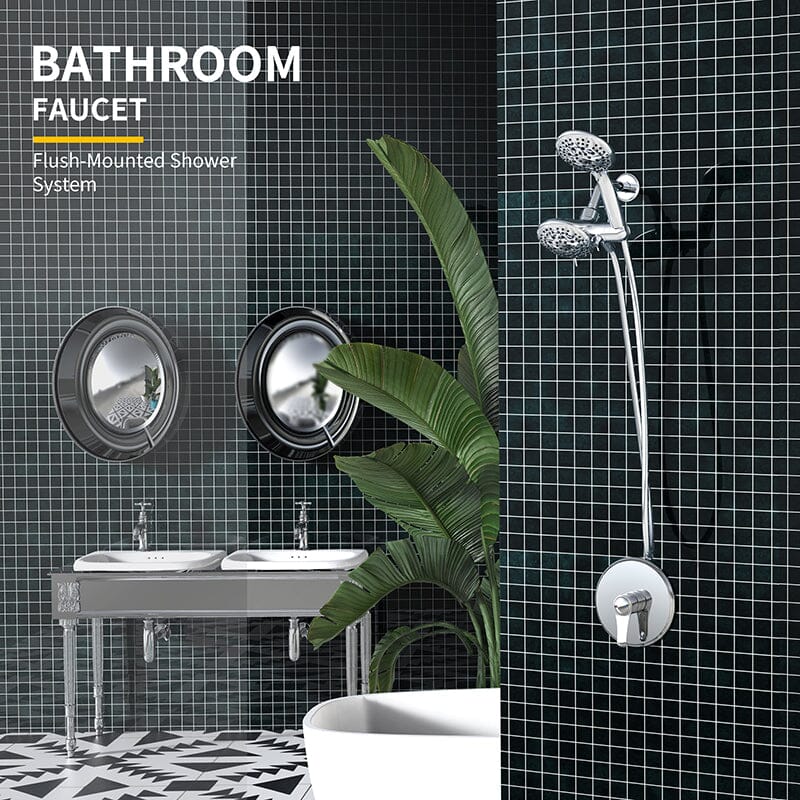 6 Spray Mode Dual Rain & Handheld Shower Heads Combo with Hose