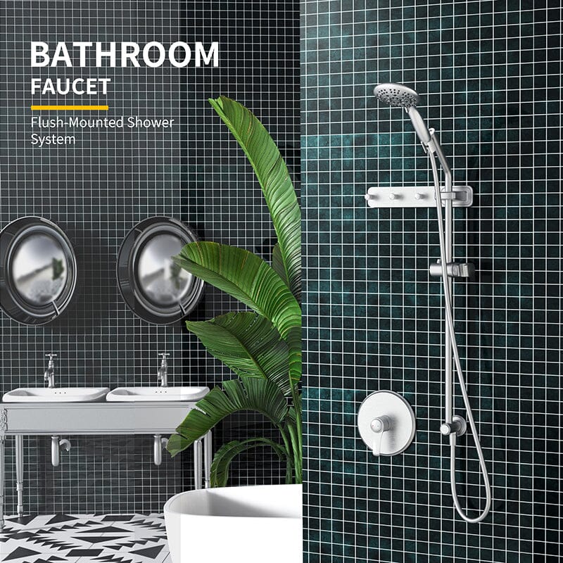 Full Slide Bar 6 Spray Modes 4.7'' Shower Head with Valve and Hook