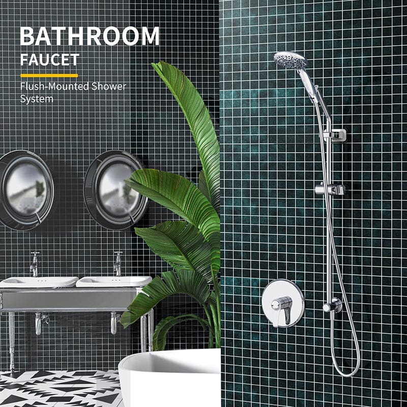 Full Slide Bar Multi Function 4.7'' Massage Shower Head with Valve