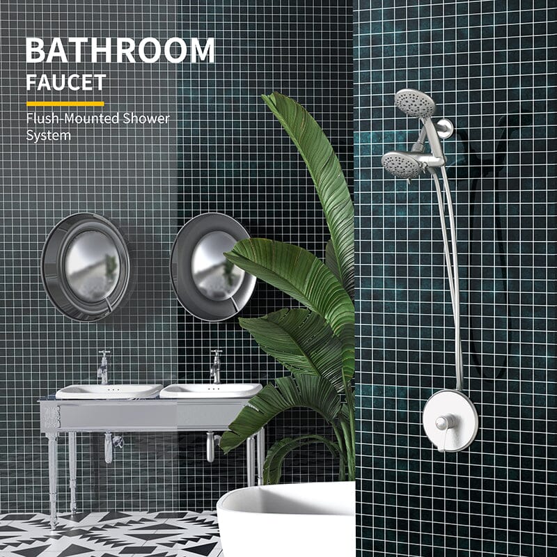 6 Spray Mode Dual Rain & Handheld Shower Heads Combo with Hose