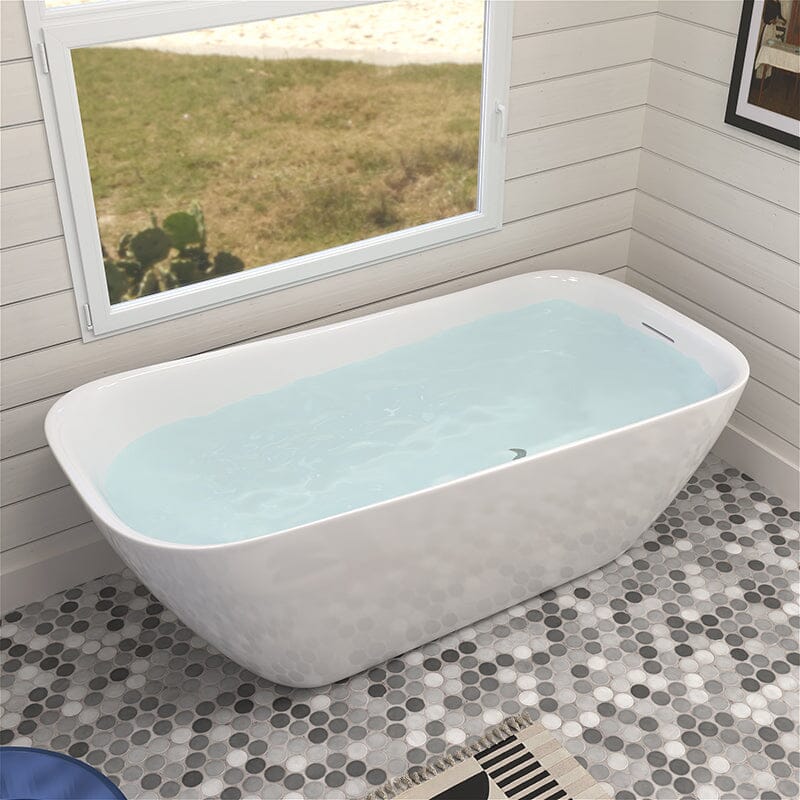 59" Acrylic Single Slipper Tub Freestanding Soaking Bathtub