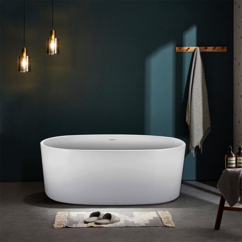 67" Acrylic Modern Bathtub Oval Shape Freestanding Soaking Tub