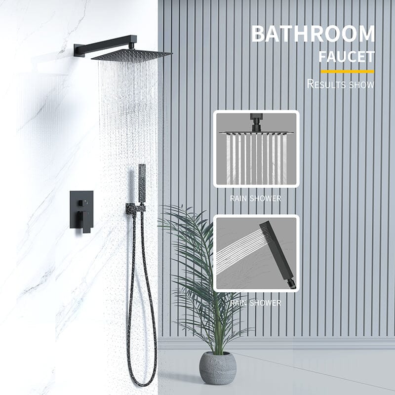 10" Wall Mount Square Shower Systems with Head Shower & Hand Shower Combo Set