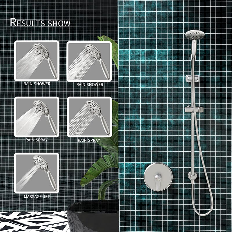 Full Slide Bar Multi Function 4.7'' Massage Shower Head with Valve