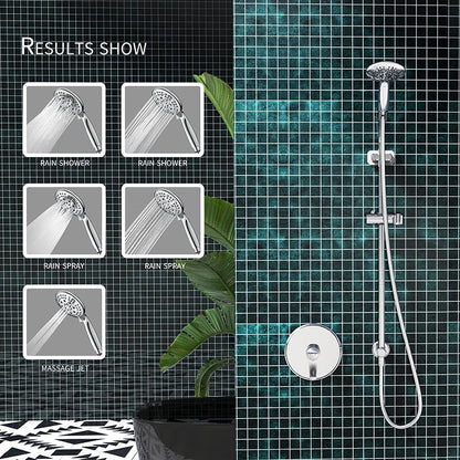 Full Slide Bar Multi Function 4.7'' Massage Shower Head with Valve