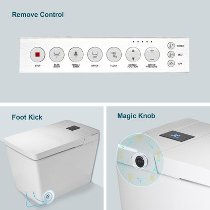 One-Piece Floor Mounted Square Smart Toilet with Remote Control and Automatic Cover