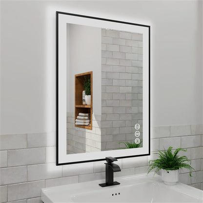 28"/32"/36"/40" LED Bathroom Mirror with Black Frame, Anti-Fog, Shatter-Proof, Memory, 3 Colors