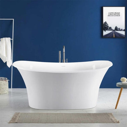 67'' Acrylic Curve Shape Freestanding Bathtub Japanese Soaking Tub