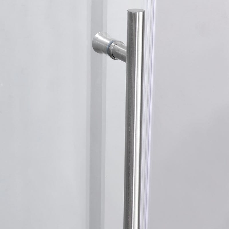 60'' x 76'' Frameless Tempered Glass Bathroom Shower Door, Square Track Large Rollers