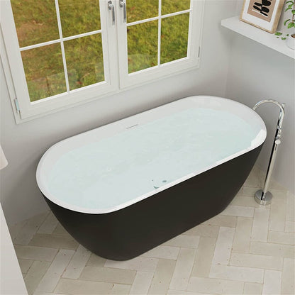 59'' Acrylic Freestanding Flatbottom Bathtub Seamless Soaking Stand Alone Tub