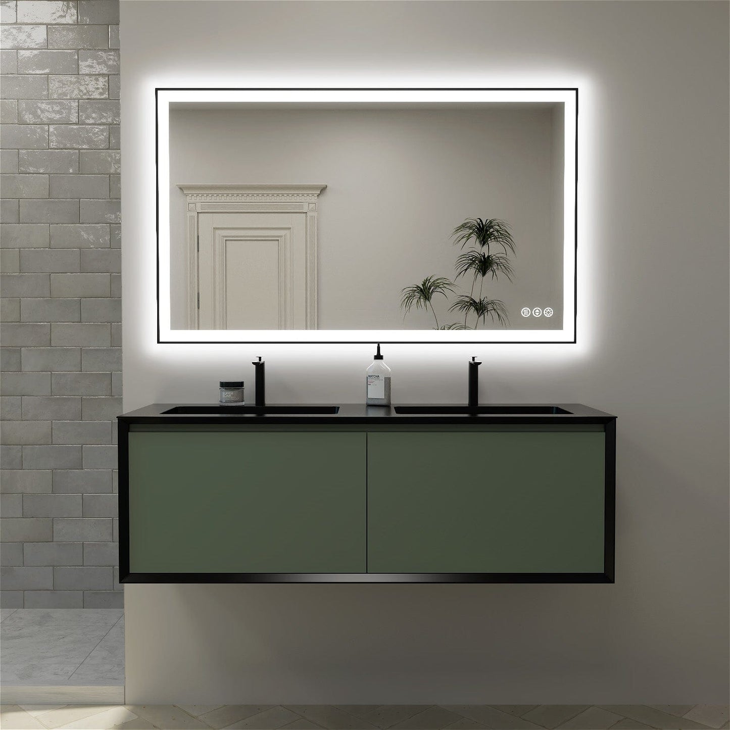 60"/72"/84" LED Bathroom Mirror with Black Frame, Anti-Fog, Shatter-Proof, Memory, 3 Colors