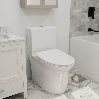 Siphonic Jet Dual Flush Elongated One Piece Toilet with Comfortable Seat Height