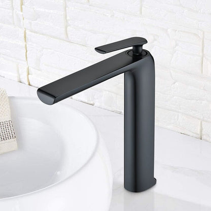 Modern Single Hole Single-Handle Bathroom Sink Faucet in Matte Black