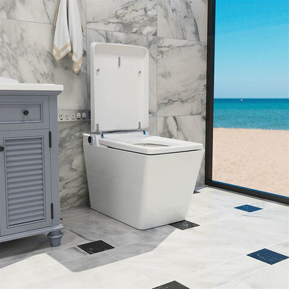 One-Piece Floor Mounted Square Smart Toilet with Remote Control and Automatic Cover