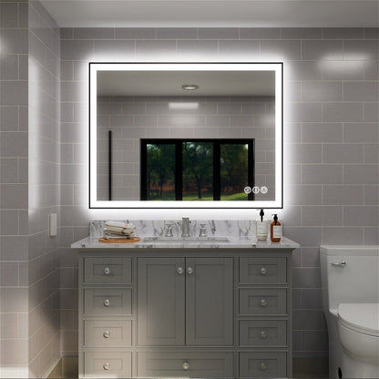 40"/48"/55" LED Bathroom Mirror with Black Frame, Anti-Fog, Shatter-Proof, Memory, 3 Colors