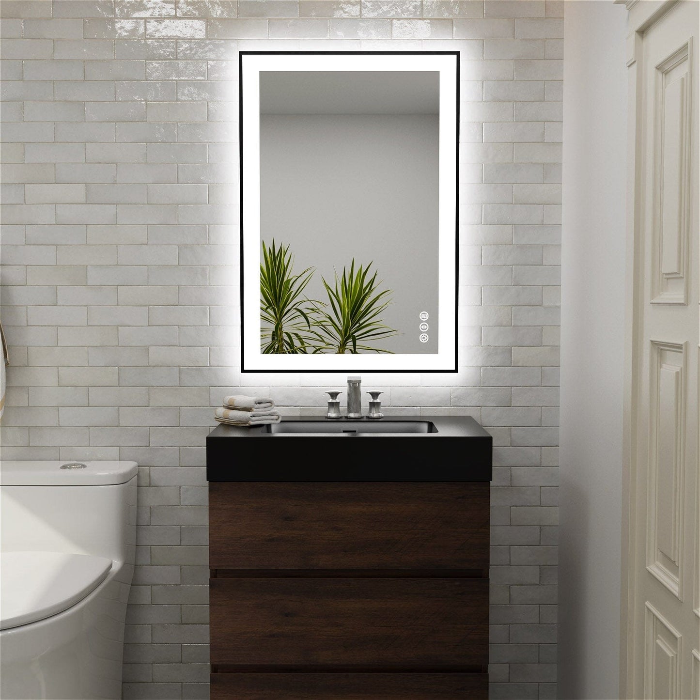 28"/32"/36"/40" LED Bathroom Mirror with Black Frame, Anti-Fog, Shatter-Proof, Memory, 3 Colors