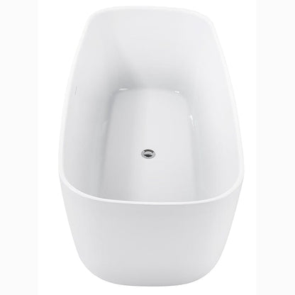 67" Acrylic Rounded Rectangle Freestanding Soaking Bathtub Double Ended