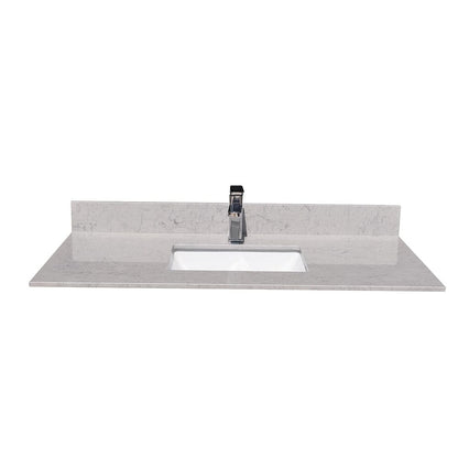 43 inches bathroom stone vanity top calacatta gray engineered marble color with undermount ceramic sink and single faucet hole with backsplash