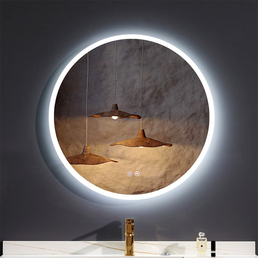 Round Frameless Bathroom Vanity Mirror with LED Light