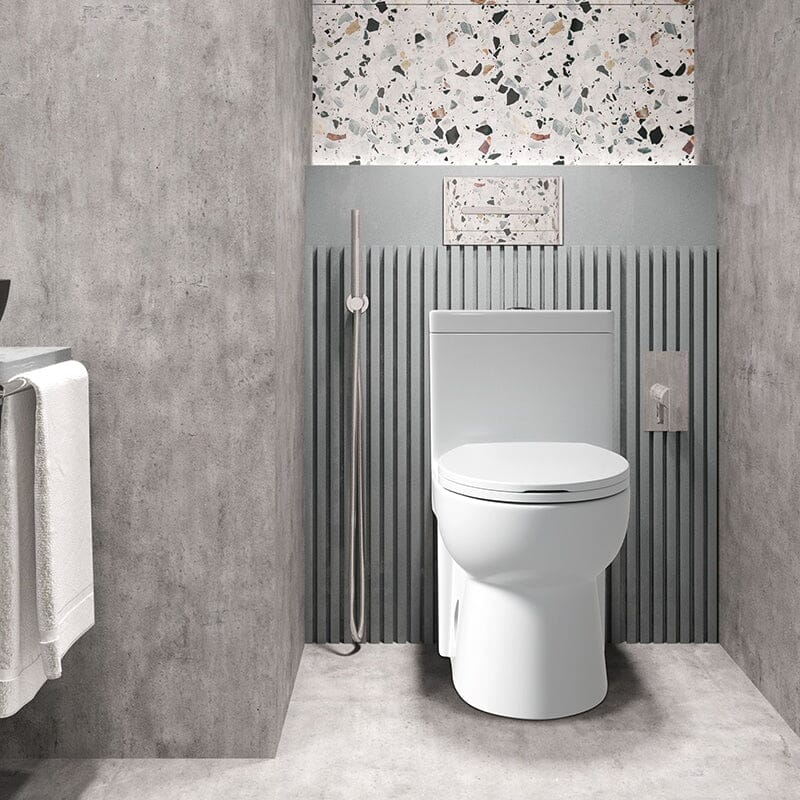 Powerful & Quiet Dual Flush Modern One Piece Toilet with Soft Closing Seat