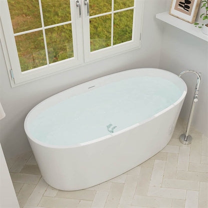 67" Acrylic Modern Bathtub Oval Shape Freestanding Soaking Tub