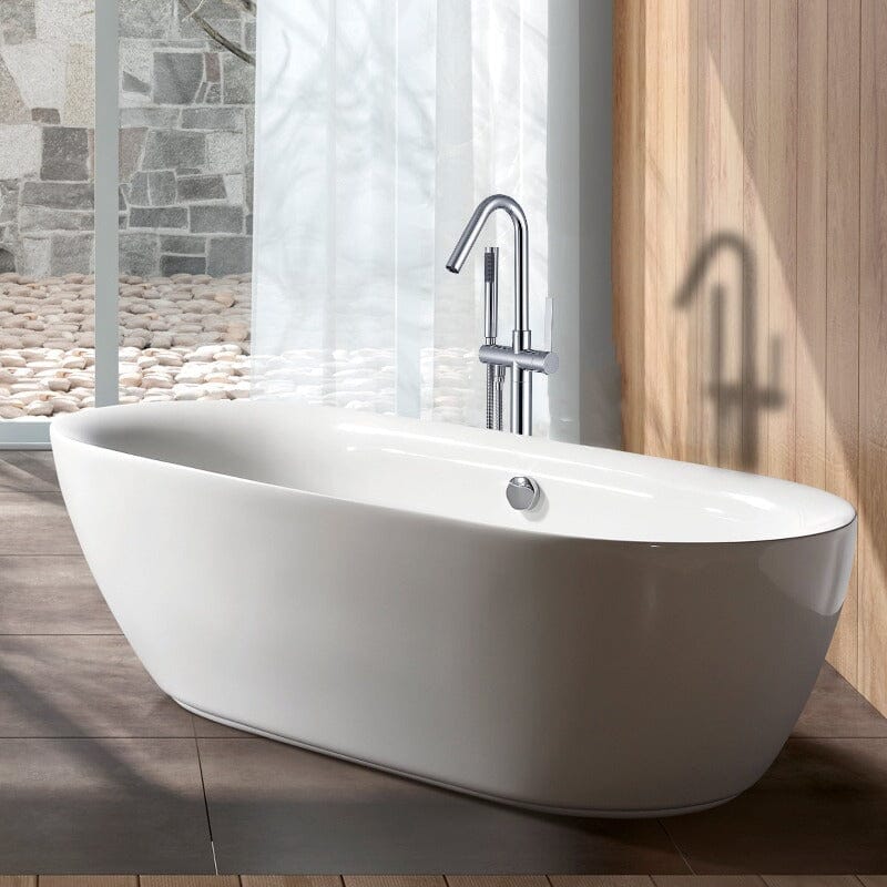 38'' Silver Streamline Independent Freestanding Tub Filler Faucet