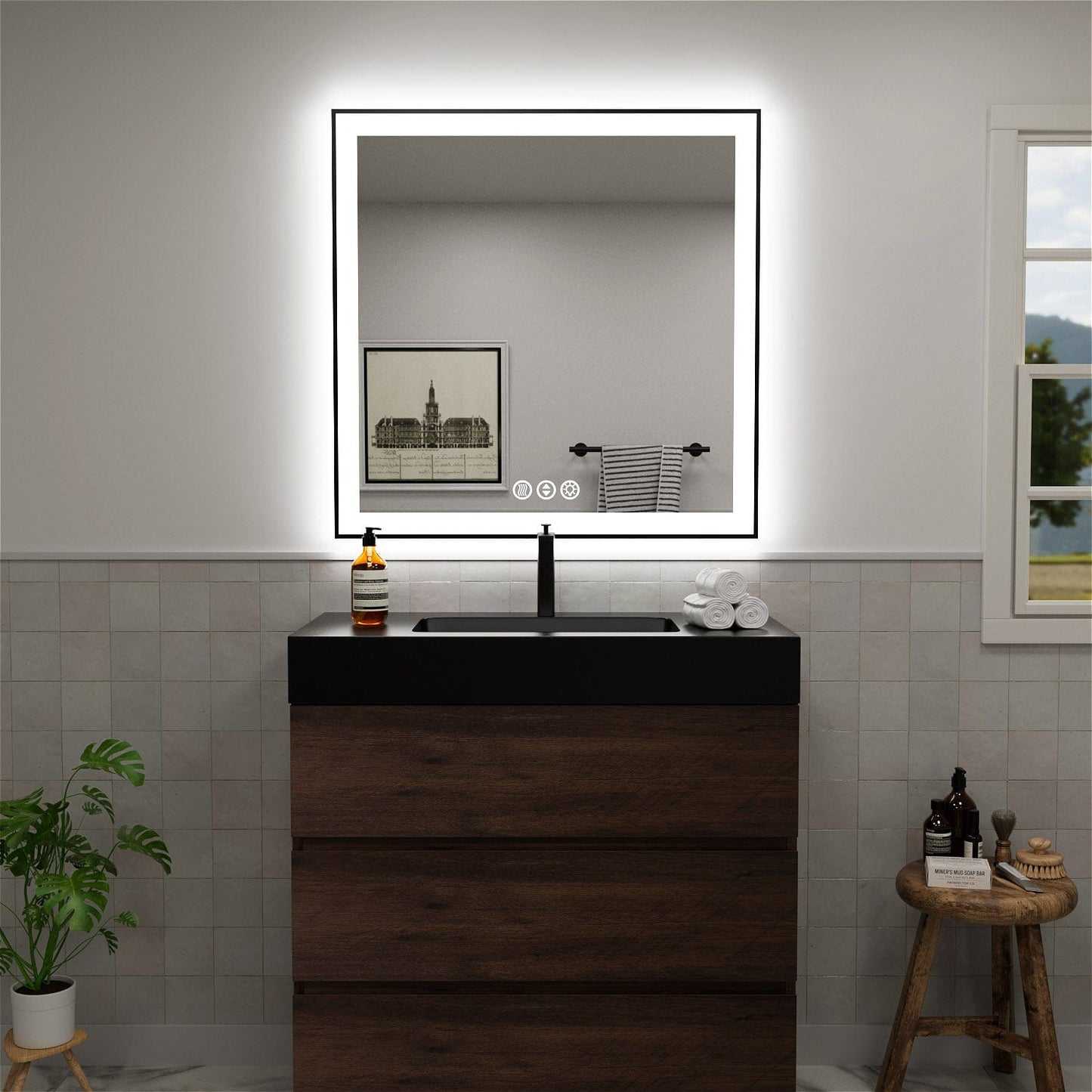 28"/32"/36"/40" LED Bathroom Mirror with Black Frame, Anti-Fog, Shatter-Proof, Memory, 3 Colors