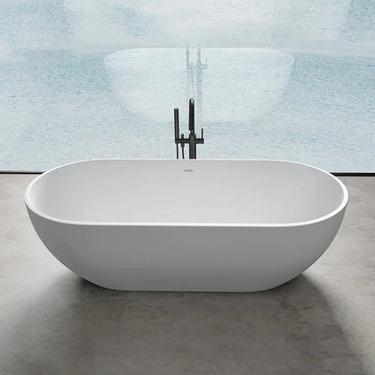 69'' Modern Bathtub Solid Surface Stone Resin Oval-shaped Freestanding Soaking Tub