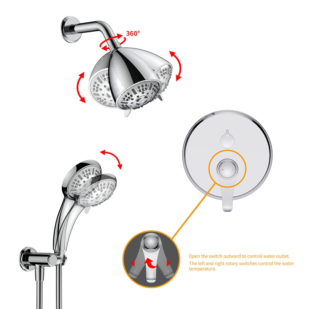 8 Spray Filtered Shower Head and Hand Shower for Small Bathroom