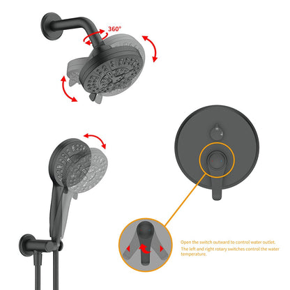 Wall Mounted 14 Spray High Pressure Shower Head and Hand Shower