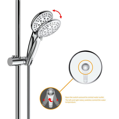 Full Slide Bar Multi Function 4.7'' Massage Shower Head with Valve