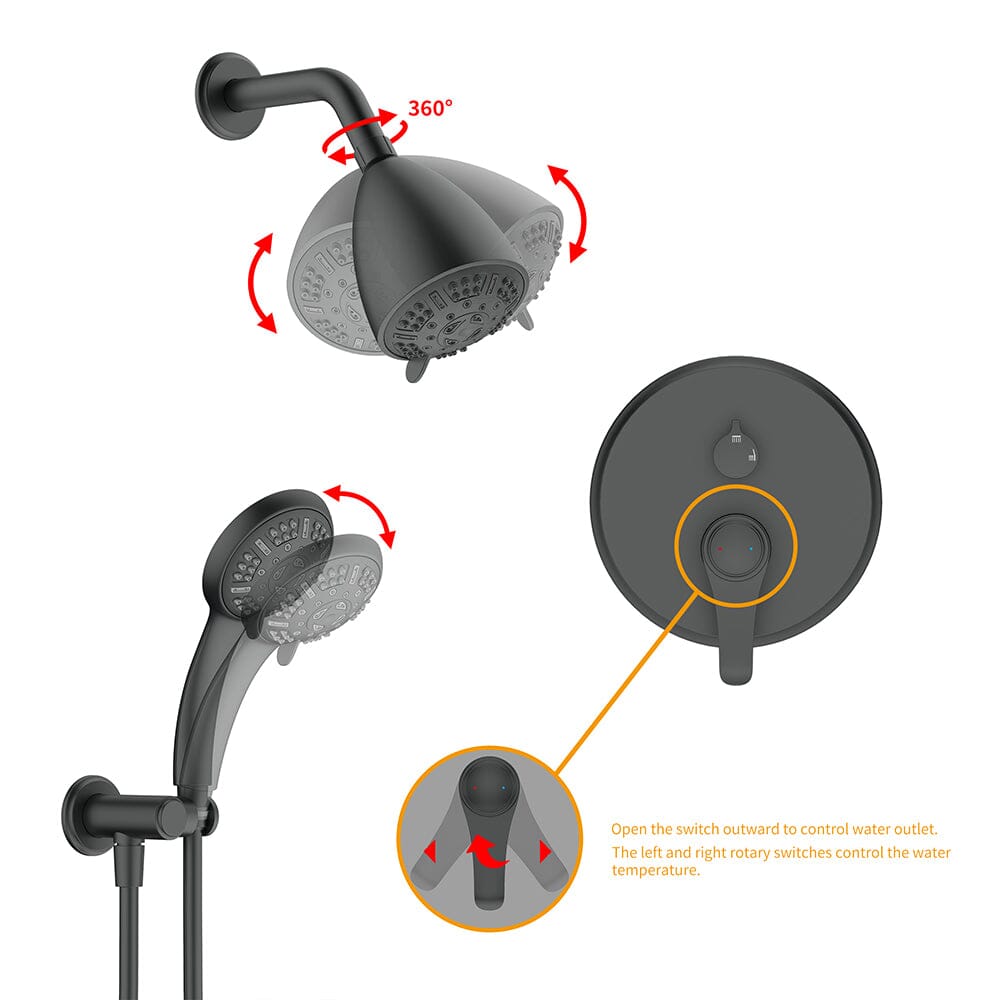 8 Spray Filtered Shower Head and Hand Shower for Small Bathroom