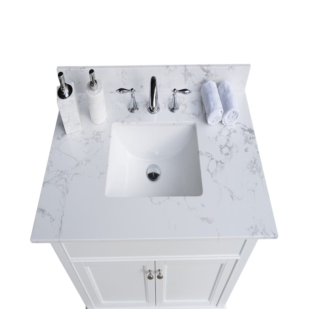 37 in. bathroom vanity stone carrara white with rectangle undermount ceramic sink and single faucet hole