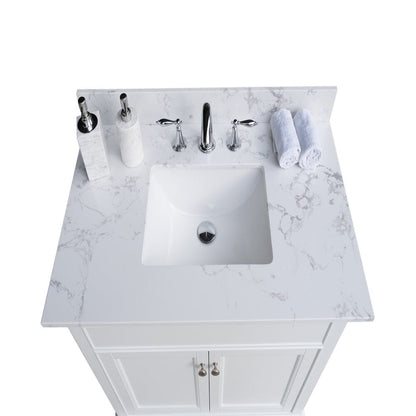 37 in. bathroom vanity stone carrara white with rectangle undermount ceramic sink and single faucet hole