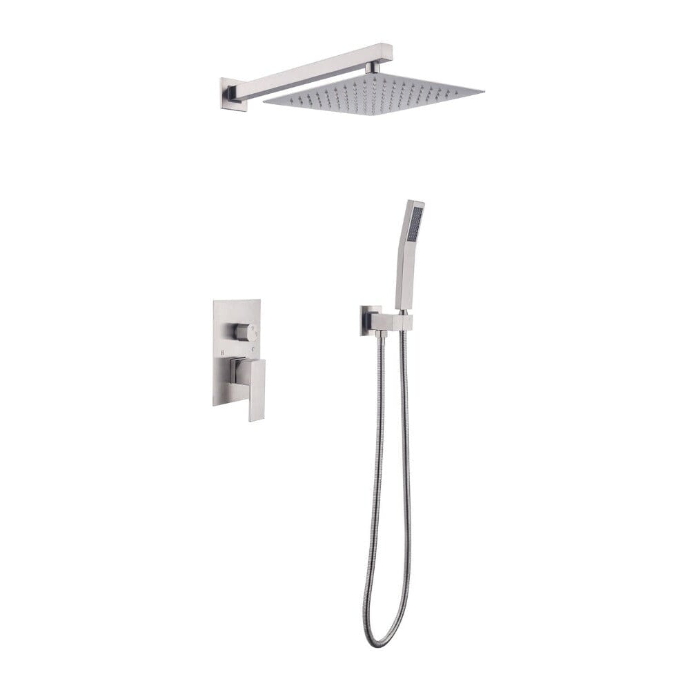 2-Spray Patterns 10 Inch Bathroom Luxury Rain Mixer Shower Complete Combo Set