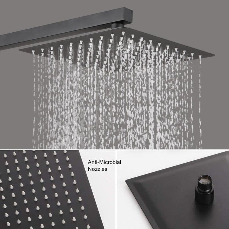 12 inch Single Handle 2-Spray Rain Shower Head Systems Square Wall Mounted Shower