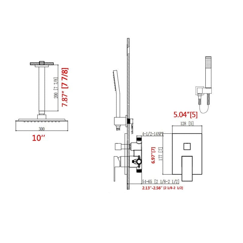 Shower System 2-Spray Patterns Dual Shower Heads with 10 in. Rain Ceiling Mount