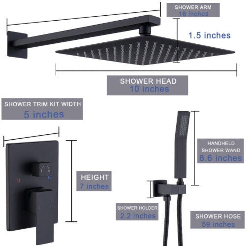 Shower Faucet Sets Wall Mounted with 10" Rainfall Shower Head and Handheld