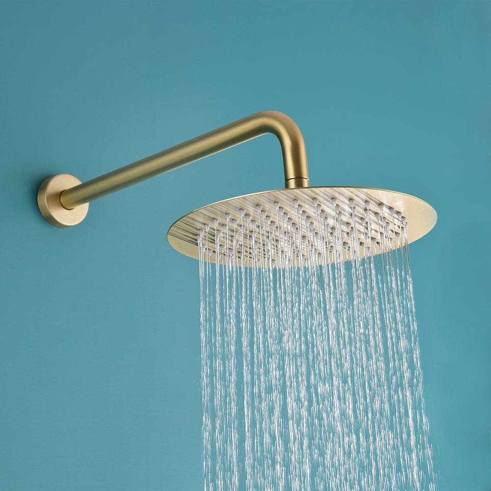 Wall Mounted Shower Faucet Set for Bathroom with 10" Shower Head Brushed Gold