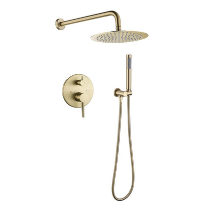 Wall Mounted Shower Faucet Set for Bathroom with 10" Shower Head Brushed Gold