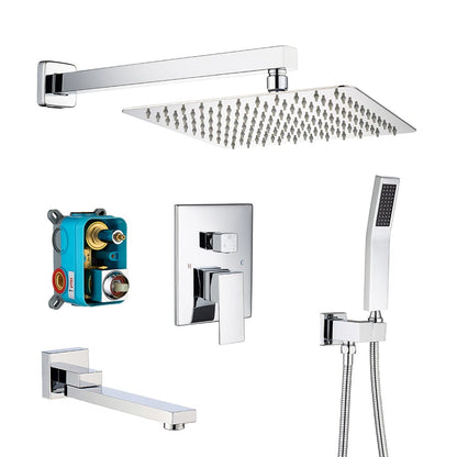 3-Spray Patterns Shower System 10 Inch Square Bathroom Luxury Rain Mixer Shower Combo Set