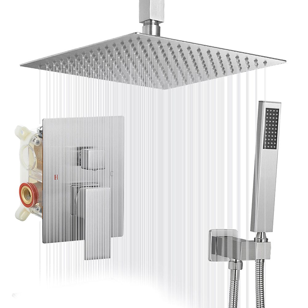 Shower System 2-Spray Patterns Dual Shower Heads with 10 in. Rain Ceiling Mount